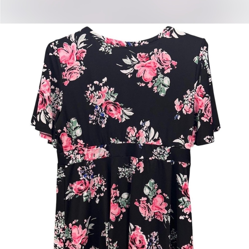Torrid Black Floral Babydoll V-Neck Short Sleeve Peplum Blouse 4X - Picture 5 of 10